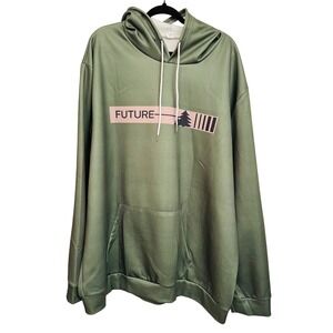 Unbranded Mens 4XL Future Graphic Hoodie and Joggers Tracksuit Set Olive Green